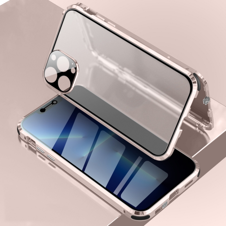 Pour Samsung Galaxy S21 Ultra 5G Quatre coins Antichoc Anti-peeping Cadre  Métallique Magnétique Double Face