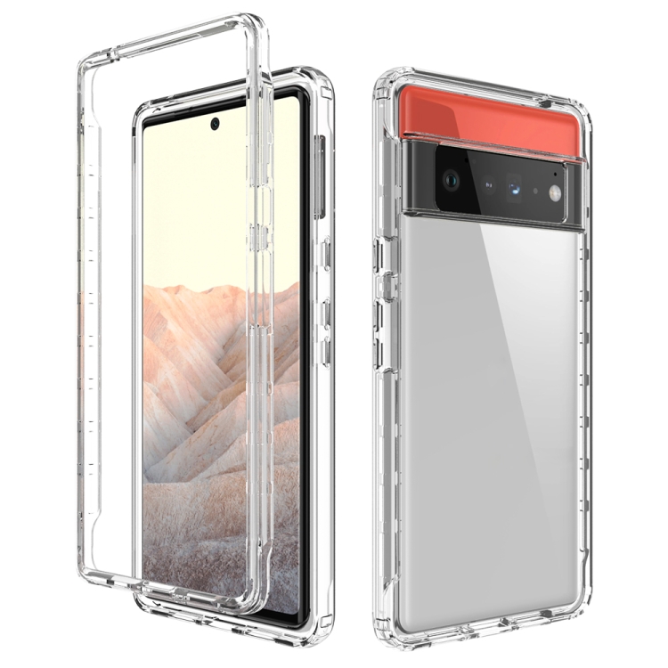 For Google Pixel 8 Pro Gradient Color Case Tempered Glass+PC+TPU Hybrid  Phone Cover - White Wholesale