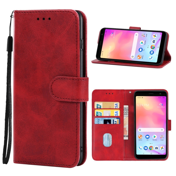 Leather Phone Case For Alcatel TCL A3X A600DL Red