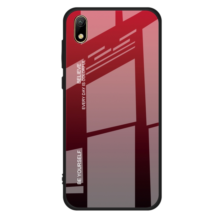 Afrekenen Aanhoudend Absoluut For Huawei Y5 (2019) Gradient Color Glass Case(Red)