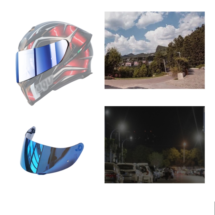Motorrad-Helm-Visier-Anti-UV-Windschutzlinse für AGV K1 / K3SV / K5  (Galvanisiertes Blau)