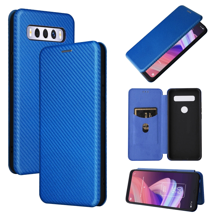 For TCL 40 NXTpaper 4G Carbon Fiber Texture Flip Leather Phone Case(Blue)