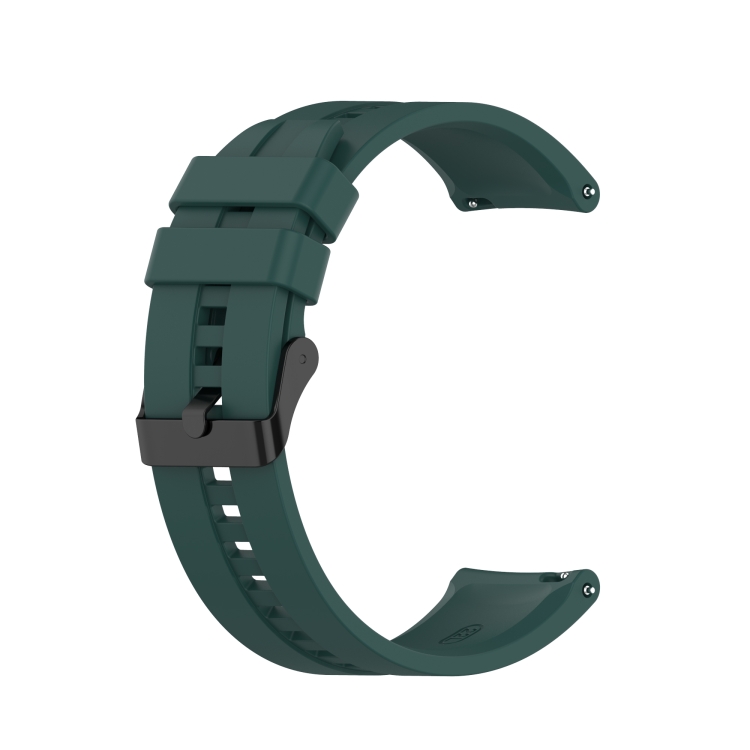 For Huawei Watch GT 3 46mm GT Runner 22mm Silicone Black Buckle Watch Band Dark Green