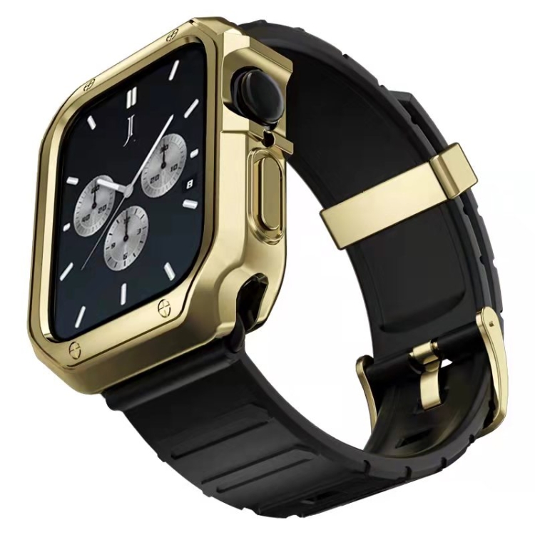 Apple watch gold clearance case black band