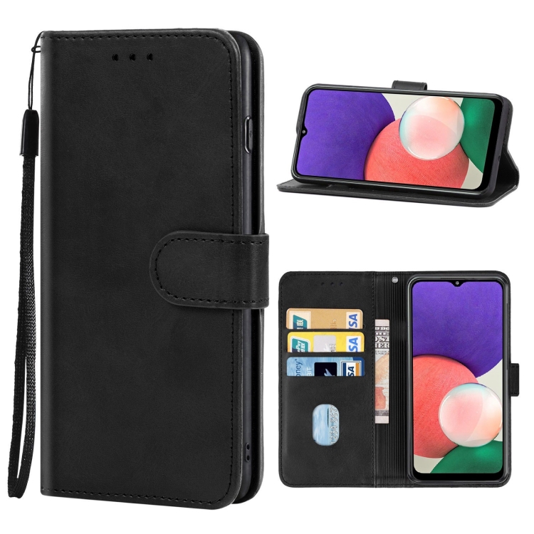 Leather Phone Case For Samsung Galaxy A22 5G SC-56B JP Version(Black)