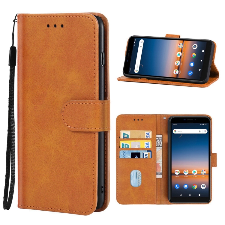 Leather Phone Case For Cricket Debut AT T Calypso 2 Brown