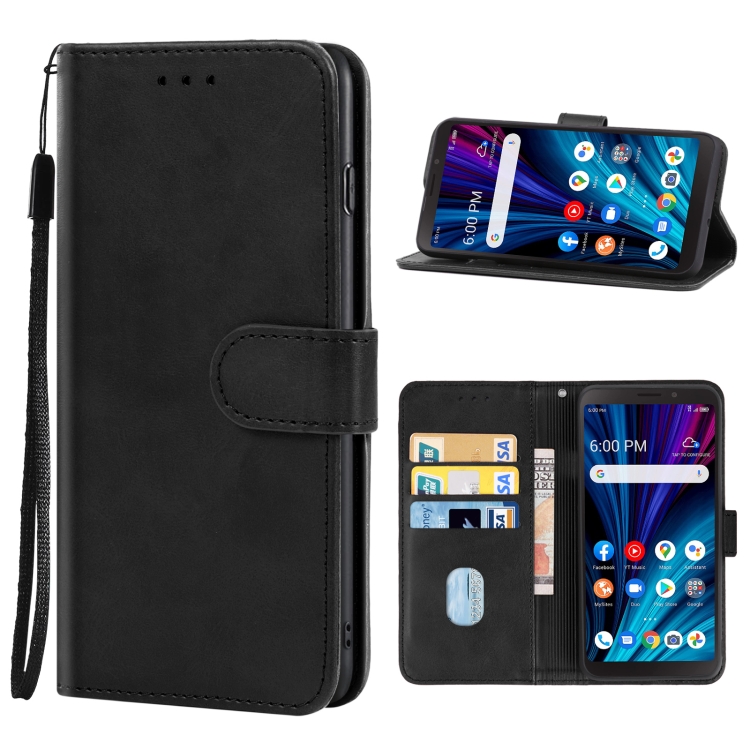 Leather Phone Case For TCL A3X Black