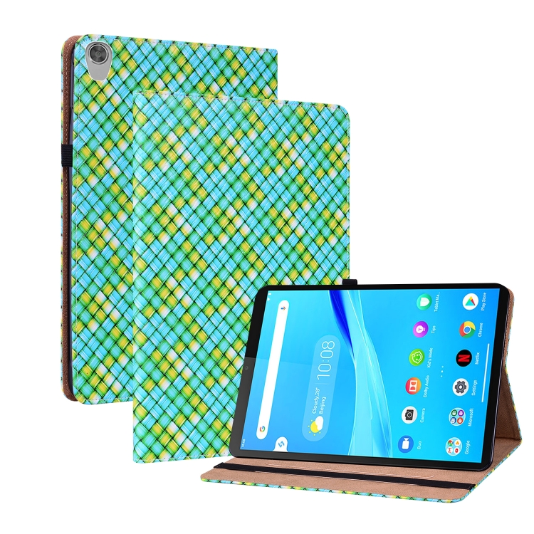 For Lenovo Tab M8 HD TB-8505F  Color Weave Leather Tablet Case with  Holder(Green)