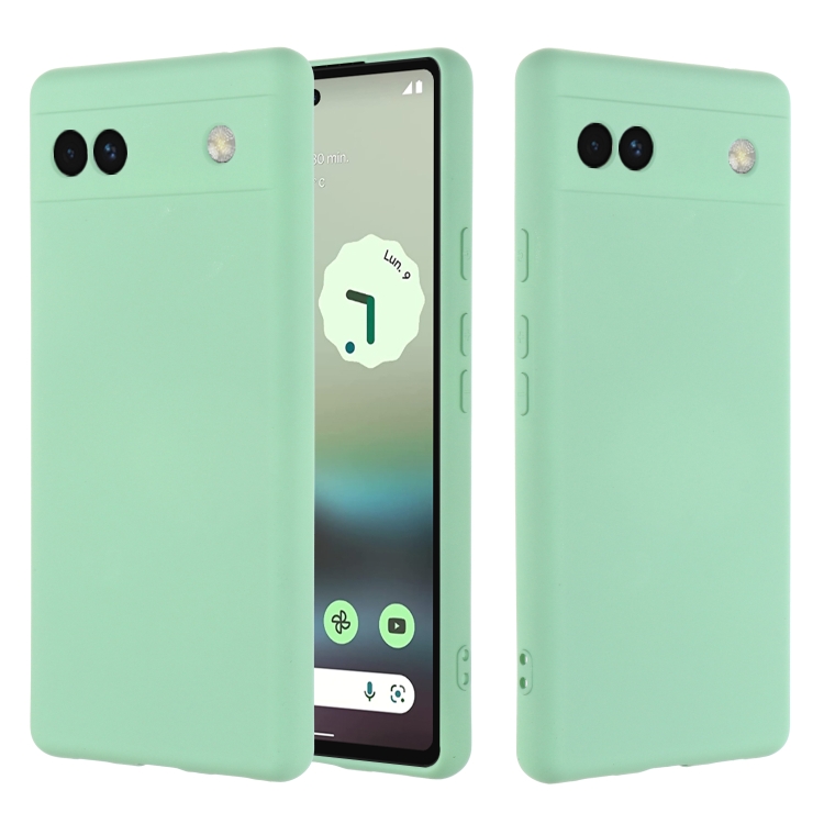 Per Google Pixel 6A Custodia in silicone liquido di colore puro (verde)