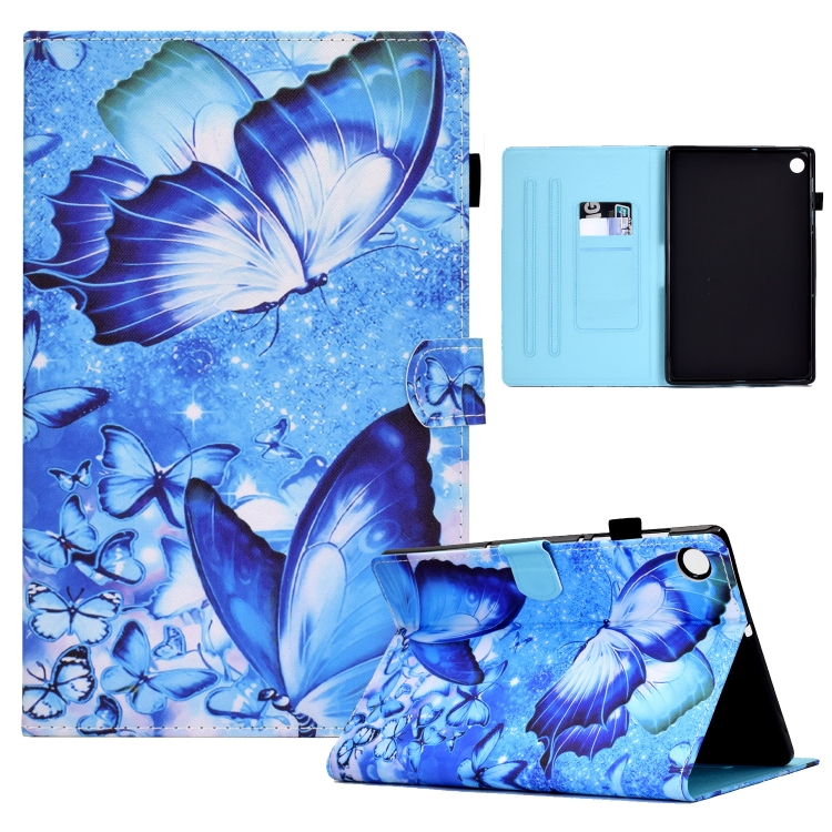 For Lenovo Tab M10 Plus Sewing Pen Slot Leather Tablet Case(Butterflies)