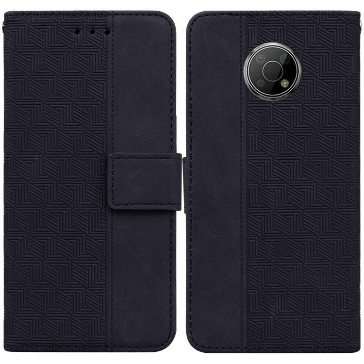 For Nokia G300 Geometric Embossed Leather Phone Case Black