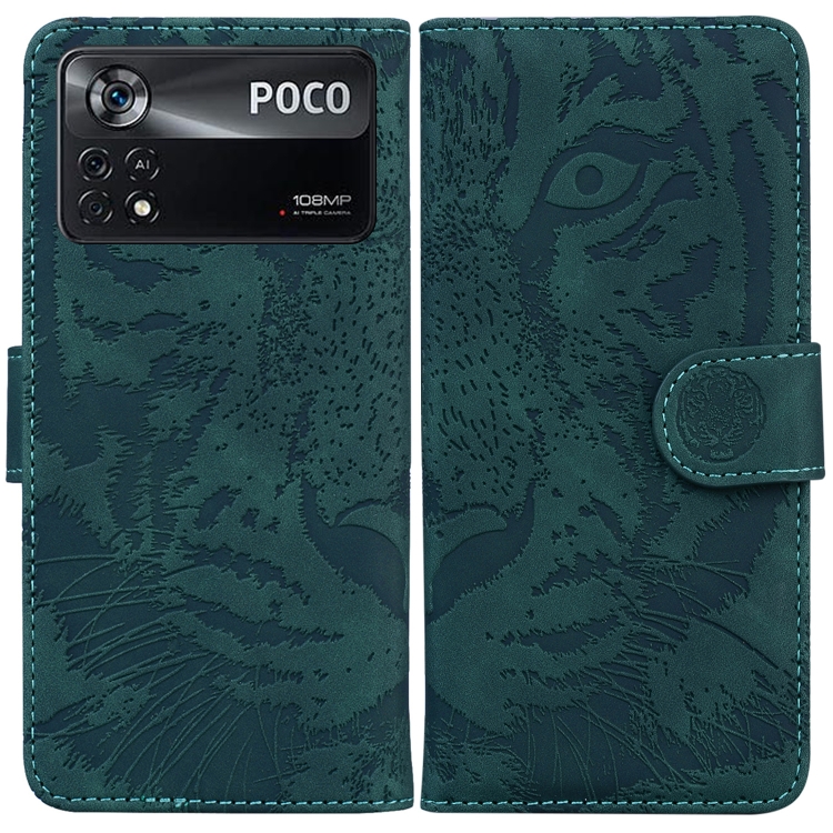Для Xiaomi Poco X4 Pro 5G Tiger Tebossing Pattern Carebortal Flip ...