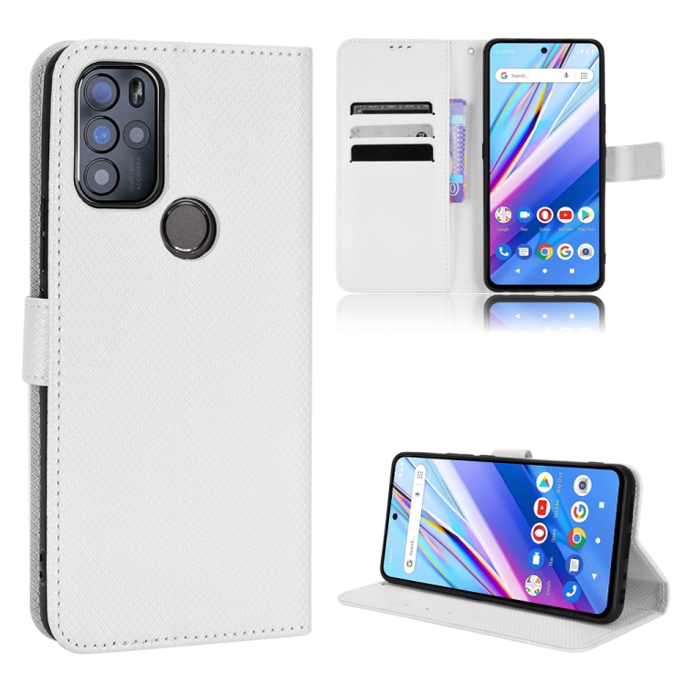 For BLU G91 Pro Diamond Texture Leather Phone Case White