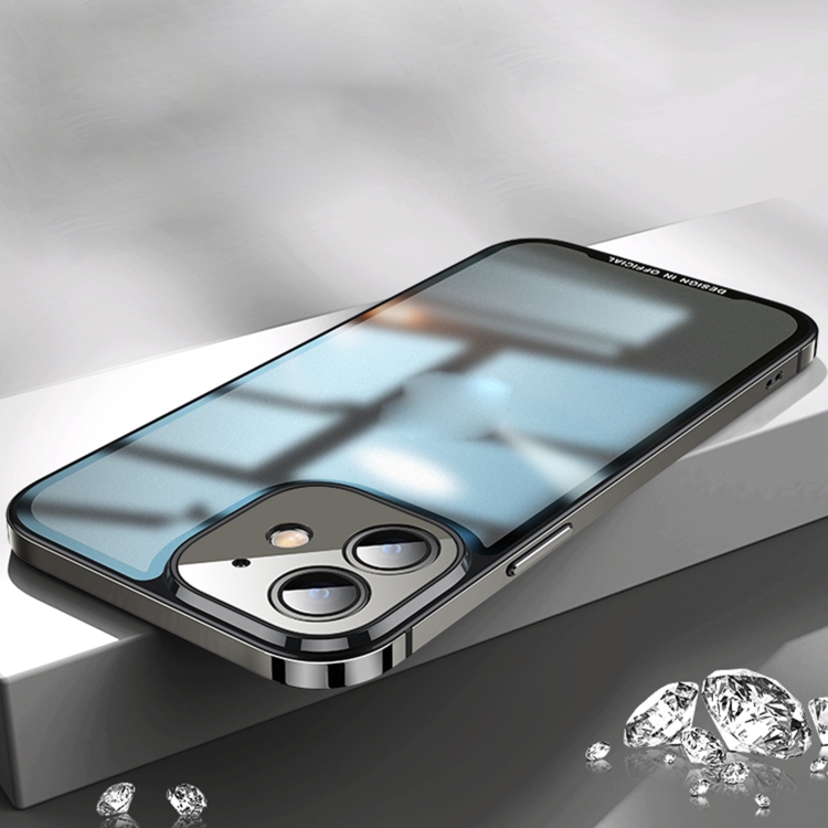 For iPhone 12 AG Frosted Glass Phone Case Black