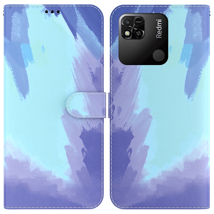 Para Xiaomi Redmi 10a patrón de acuarela funda telefónica de cuero de flip  horizontal (nieve de