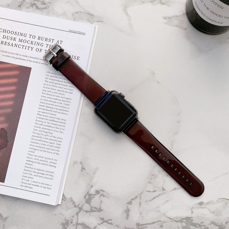 Jelly Transparent Watch Band For Apple Watch Series 7 45mm / 6\u0026SE\u00265\u00264 44mm  / 3\u00262\u00261 42mm(Dark Brown)