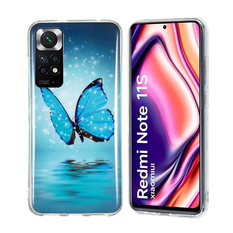 Para Xiaomi Redmi Note 11 Funda protectora de TPU luminosa global (mariposa)