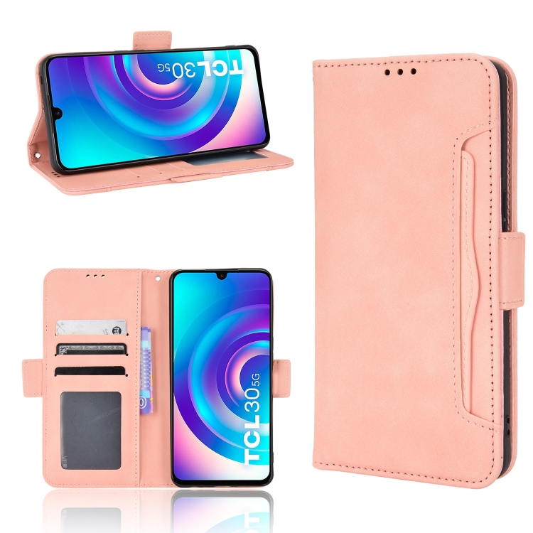 For TCL 403 Skin Feel Calf Texture Card Slots Leather Phone Case(Pink)