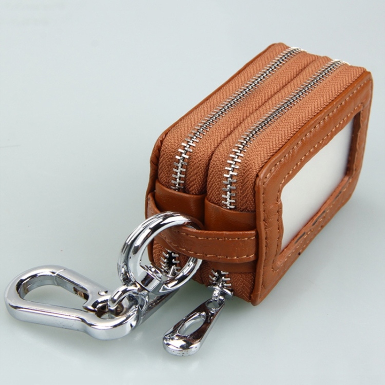 Genuine Leather Car Key Pouch Dual Zip Layer Vintage Crocodile