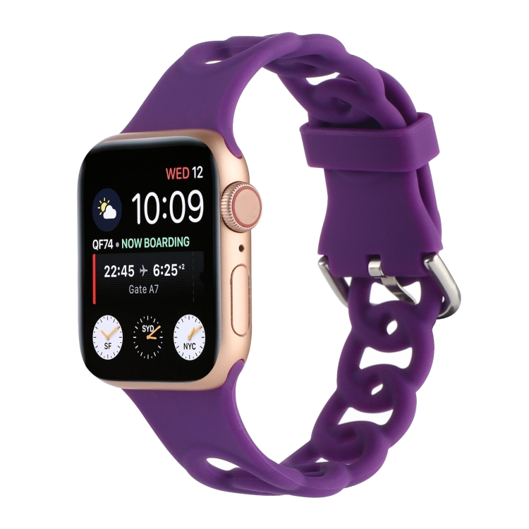 Correa de reloj de silicona hueca para Apple Watch Series 8 y 7 41 mm / SE  2 y 6 y SE y 5 y 4 40 mm / 3 y 2 y 1 38 mm (púrpura oscuro)