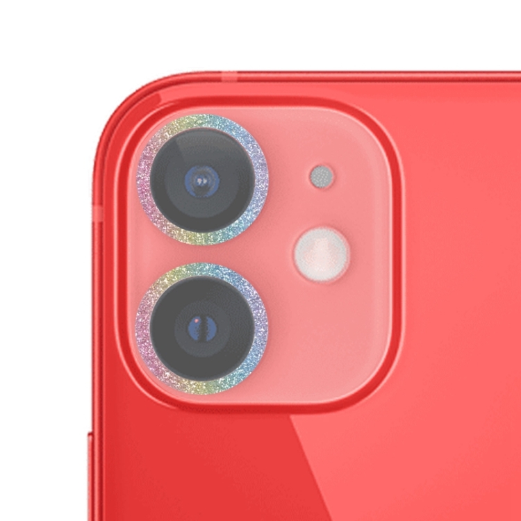 Per iPhone 12 mini / 11 Pellicola per obiettivo fotocamera in vetro  temperato con anello glitterato (colorato)