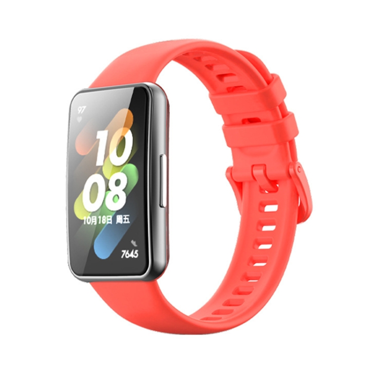 Para Huawei Band 7 correa de reloj de silicona de color sólido (rojo)