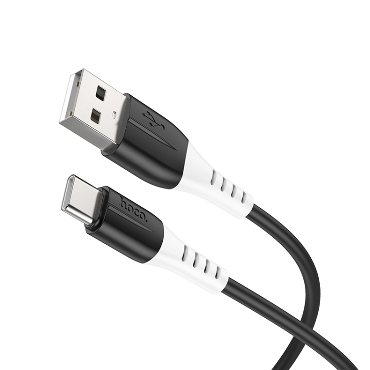 Patch Constricted vision hoco X82 3A Micro USB to USB-C / Type-C Silicone Charging Data  Cable,Length: 1m(Black)