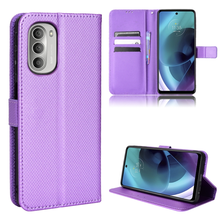 For Motorola Moto G52j 5G Diamond Texture Leather Phone Case(Purple)