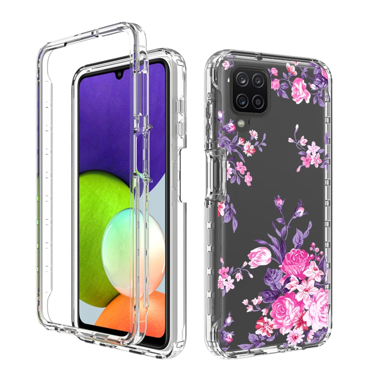 For Samsung Galaxy A22 4g Pc+tpu Transparent Painted Phone Case(pink 