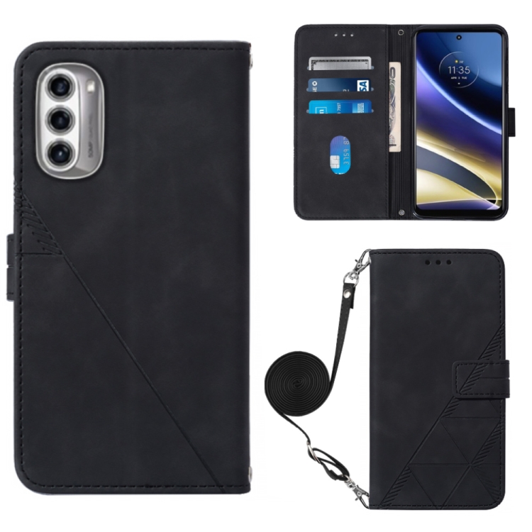 For Motorola Moto G52j 5G Crossbody 3D Embossed Flip Leather Phone