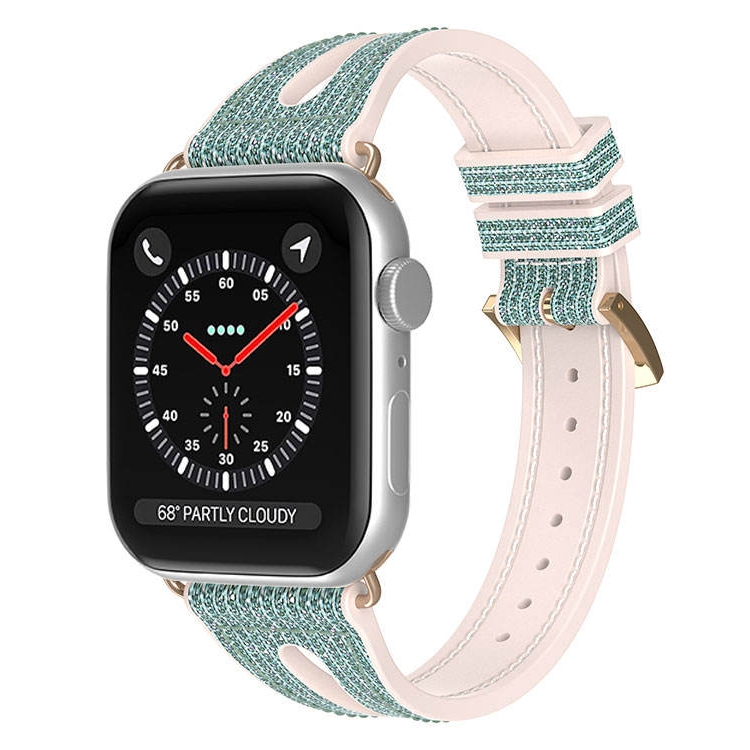 Bracelet paillettes en cuir Apple Watch - or