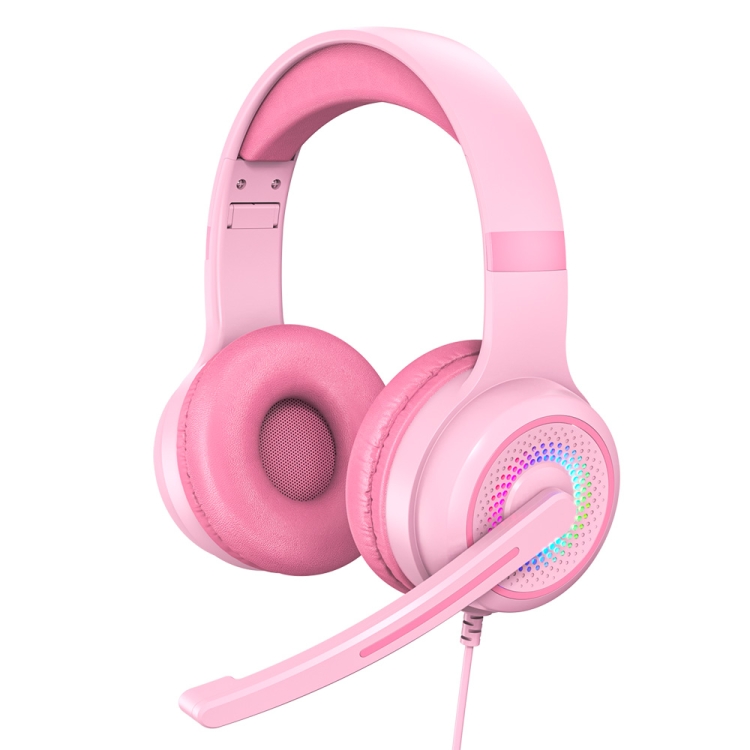 Pink headset with outlet microphone