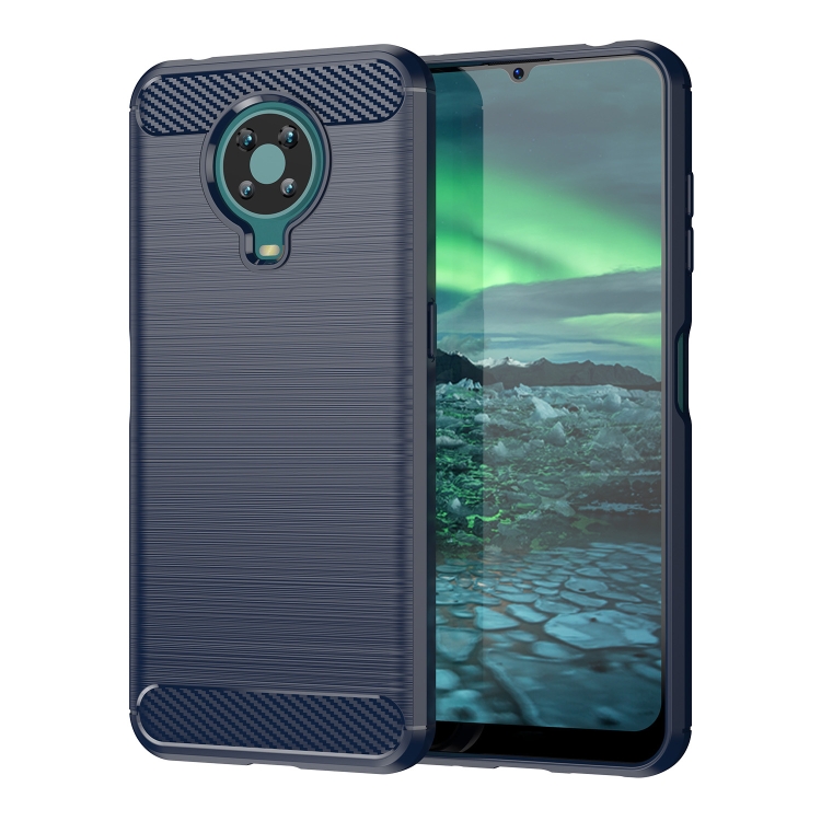 For Nokia 6.3 6.4 Brushed Texture Carbon Fiber TPU Phone Case Blue