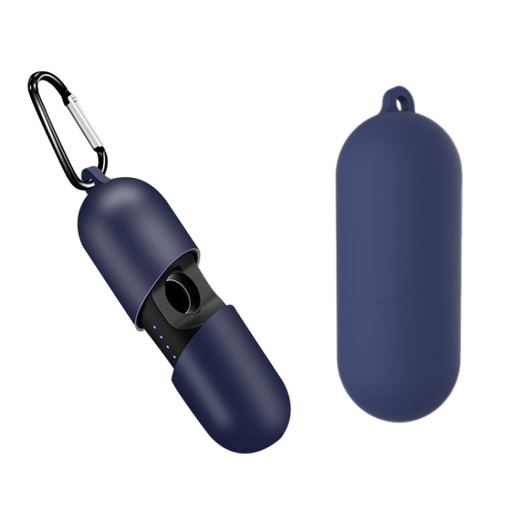 For Motorola MotoBuds 400 VerveBuds 400 Pure Color Bluetooth Earphone Soft Silicone Protective Case With Hook Dark Blue