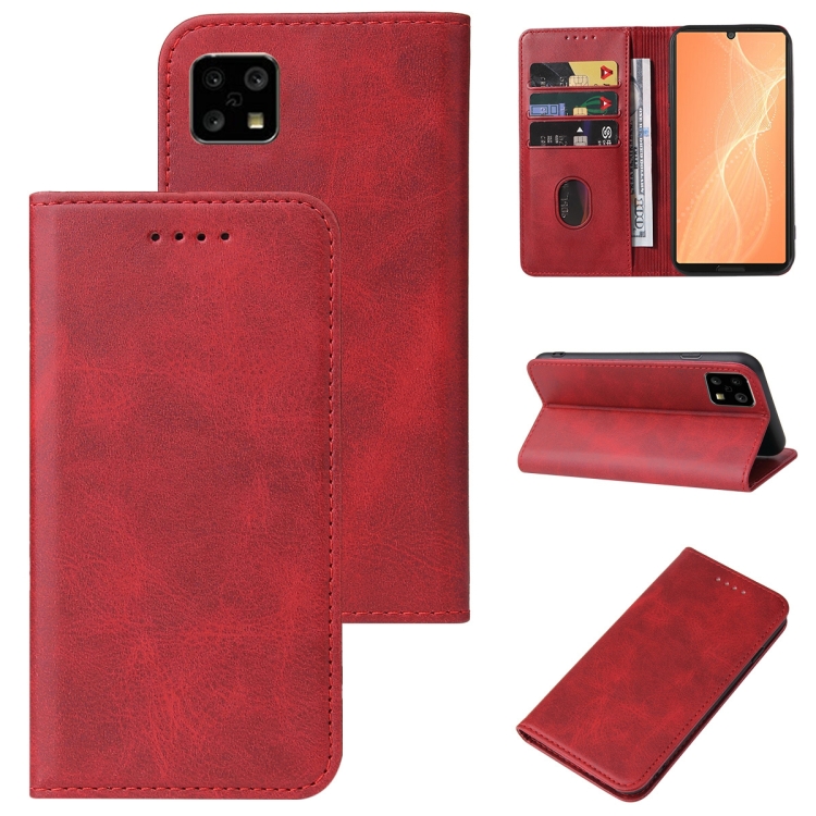 For Sharp Aquos Sense 4 Lite Magnetic Closure Leather Phone Case(Red)