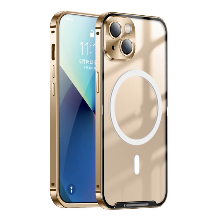 Funda MagSafe transparente y metal iPhone 14 Plus (dorado) 