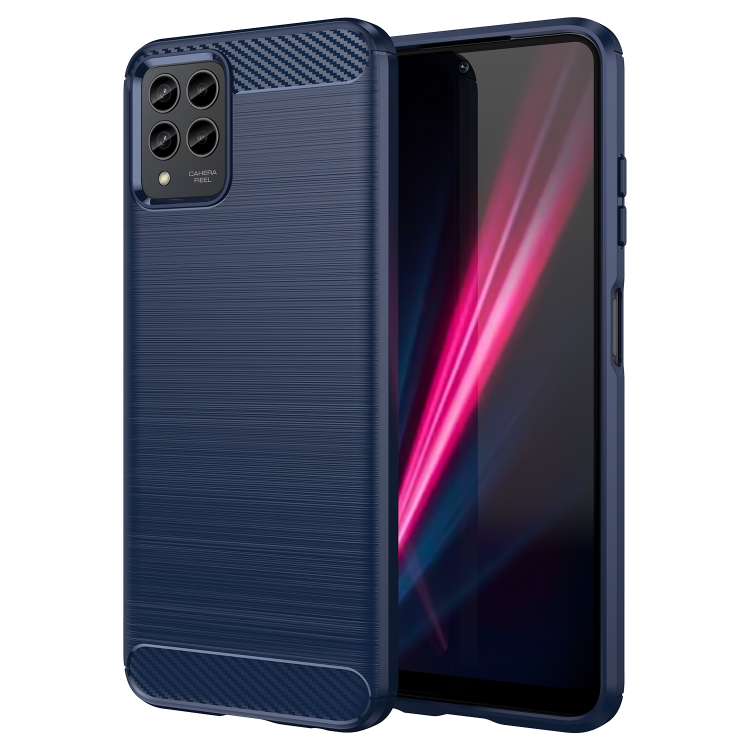 For T-Mobile REVVL 6 Pro 5G Brushed Texture Carbon Fiber TPU Phone Case(Blue)