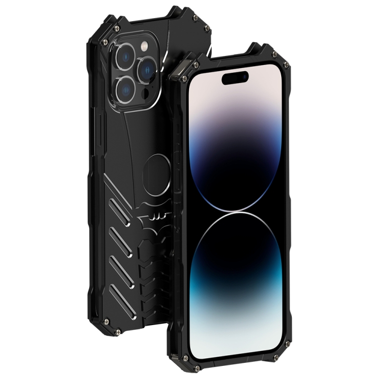 Für iPhone 14 Pro Max R-JUST Batman Metall Handy Schutzhülle (Schwarz)