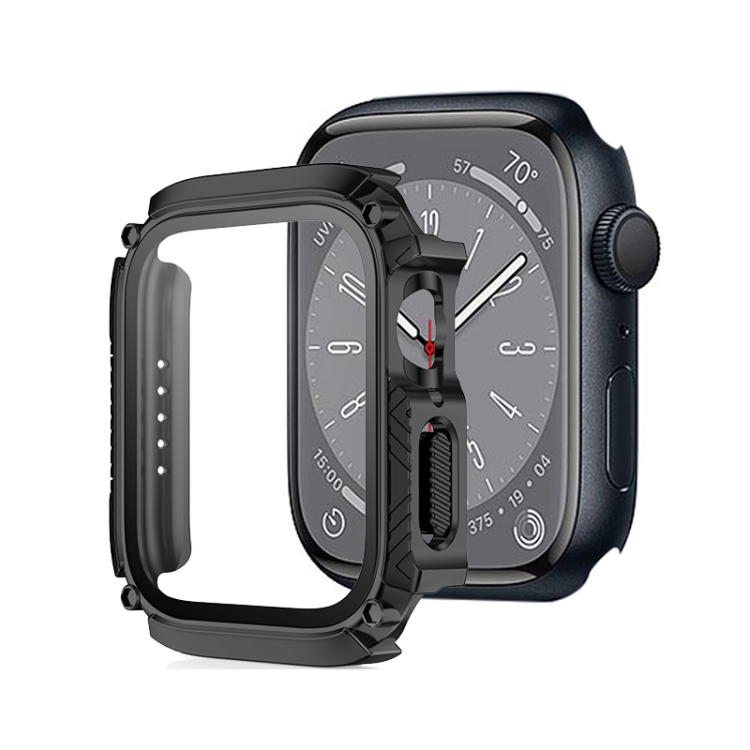 Screen Tempered Glass Film Armor Waterproof Watch Case For Apple Watch Series 8 7 45mm Black