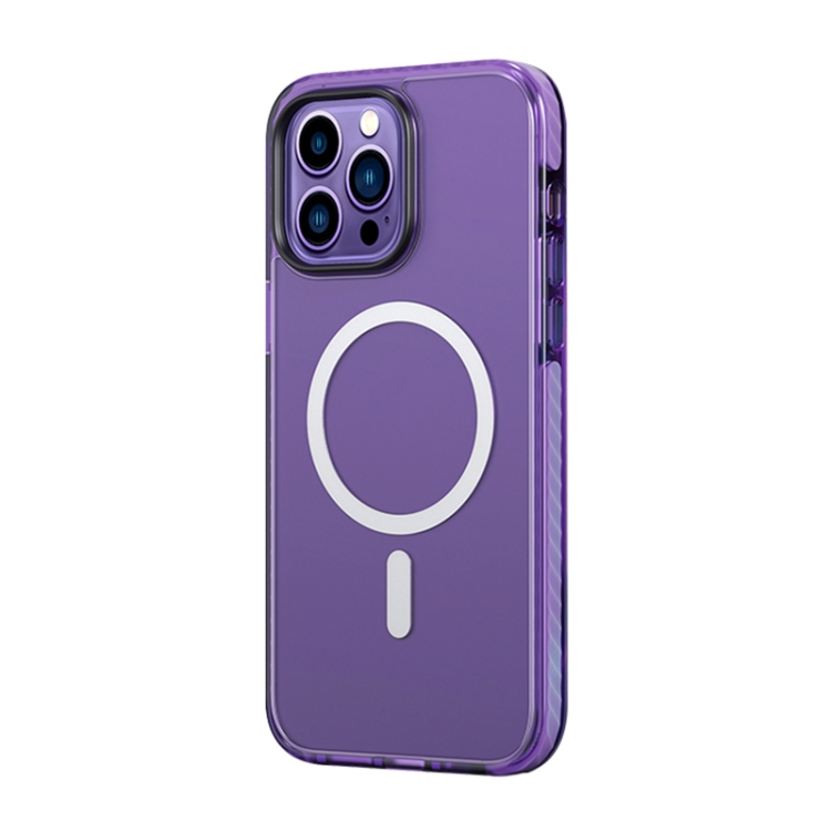 For iPhone 14 Pro Max ROCK Double layer Armor Shield MagSafe Magnetic Phone Case Purple