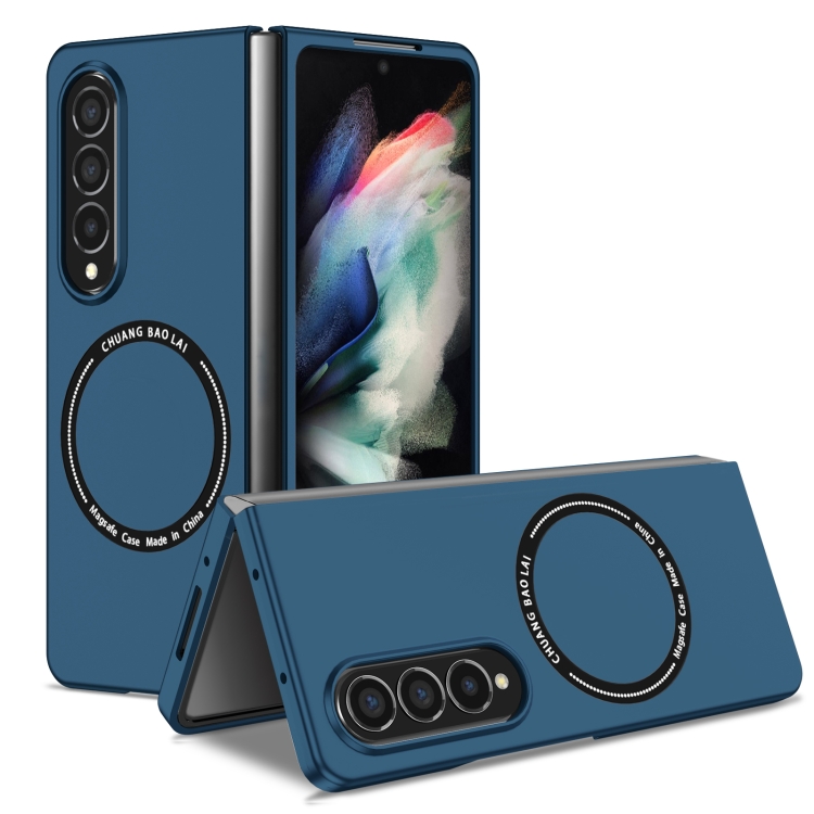 Pour Samsung Galaxy Z Fold4 Magsafe Magnetic Folding PC Phone Case (Bleu)