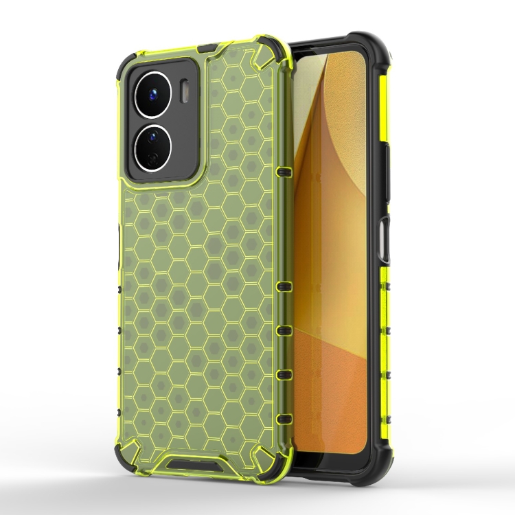 For vivo Y16 4G Global Honeycomb Phone Case(Green)