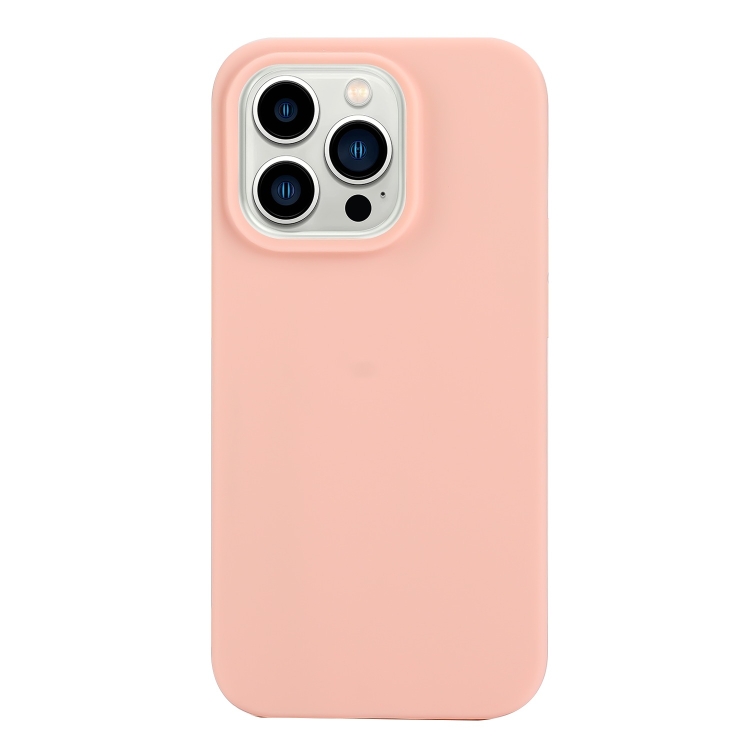 Pour iPhone 14 Pro Max Coque en silicone givré de couleur unie (rose clair)