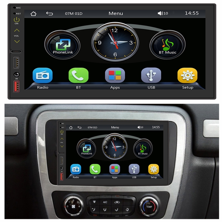 Écran Tactile Sans Fil Universel Carplay Android Auto, 7 Pouces