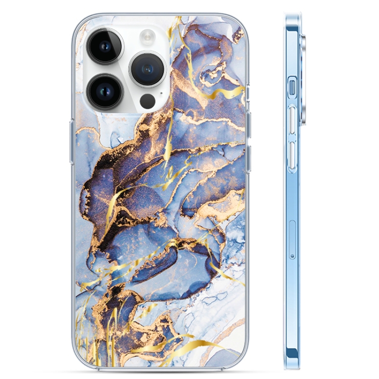 For iPhone 14 Pro Max Coloured Glaze Marble Phone Case Purple