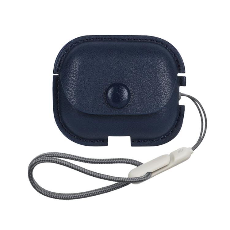 Para AirPods Pro 2 Litchi Texture PU Funda protectora de cuero para  auriculares con cordón (Azul)