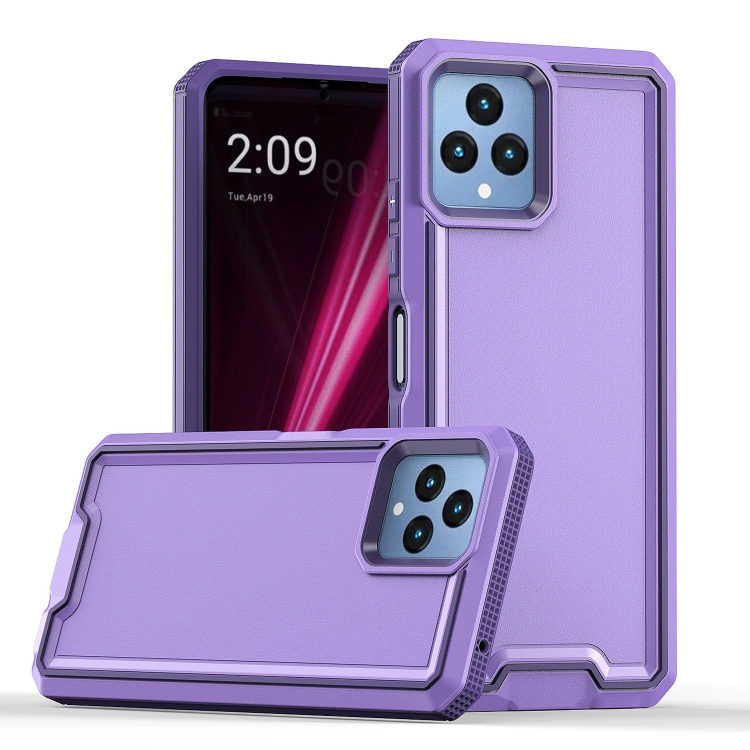 For T Mobile Revvl 6 5G Armour Two color TPU PC Phone Case Purple