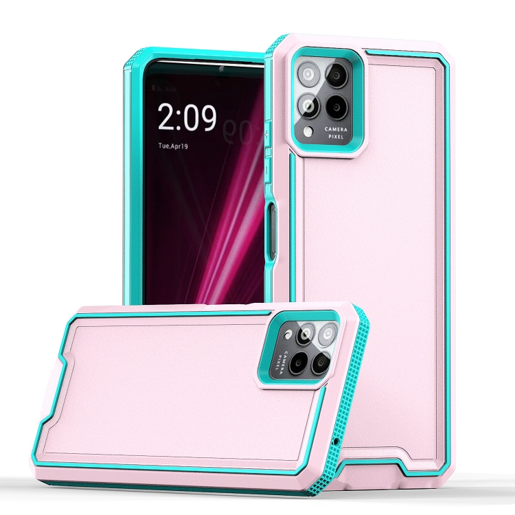 For T Mobile Revvl 6 Pro 5G Armour Two color TPU PC Phone Case Pink