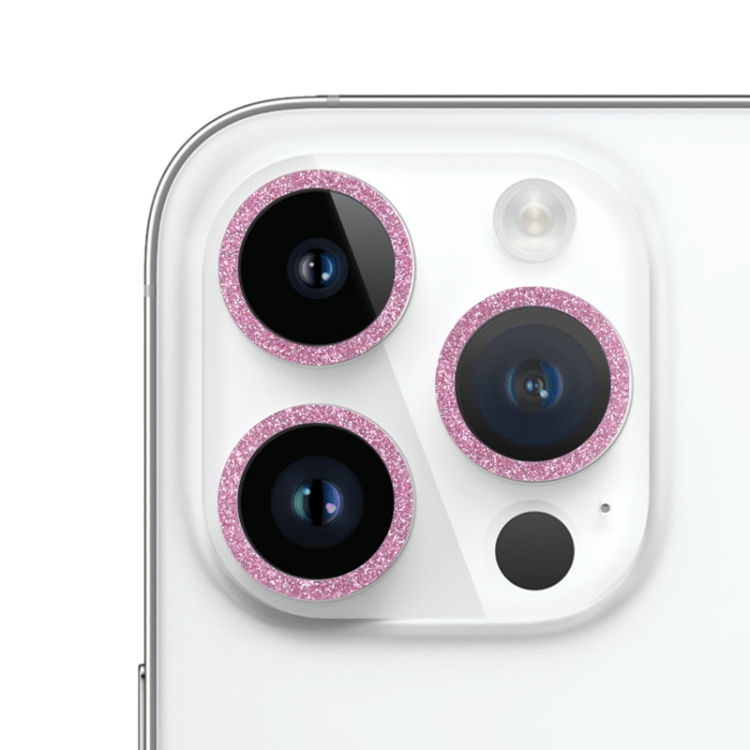 Für iPhone 14 Pro Max Glitter Ring Gehärtetes Glas Kameraobjektiv Film(Rosa)