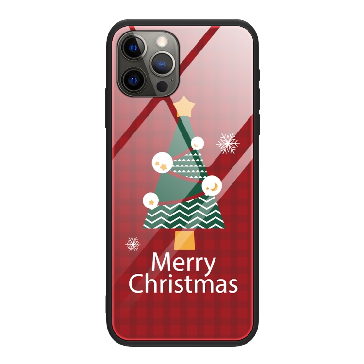 For iPhone 14 Pro Max Christmas Glass Phone Case Christmas Trees